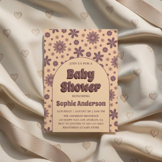 Retro Vintage Boho Gänseblümchen 70er Baby Shower Einladung