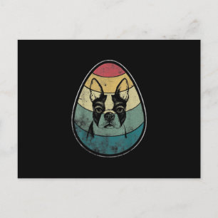 Retro Vintage Boston Terrier Dog Egg Happy Easter Feiertagspostkarte