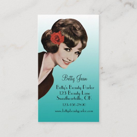 Retro Vintage Bouffant Aquacosmetologist-Karten Visitenkarte (Vorderseite)