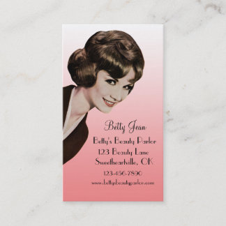 Retro-Vintage-Bouffant-Rosa-Friseurkarte Visitenkarte