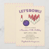 Retro-Vintage-Bowling-Geburtstagsfeier Einladung (Vorne/Hinten)