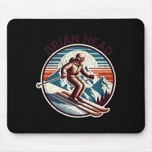 Retro Vintage Brian Head Utah Skigebiet Winter Mousepad (Vorne)