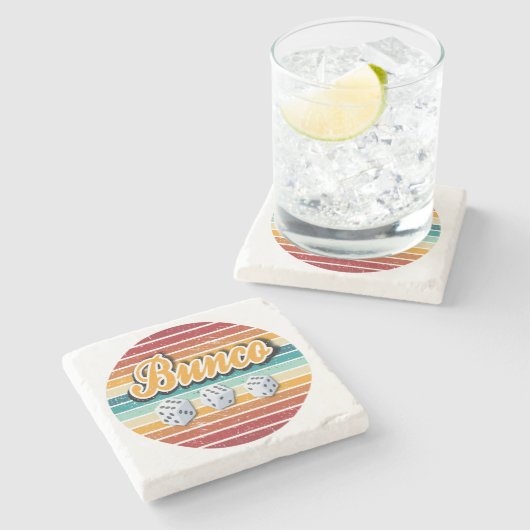 Retro Vintage Bunco Player Dice Steinuntersetzer (Seitenansicht)