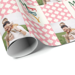 Retro Vintage bunte Typografie Weihnachten Foto Geschenkpapier