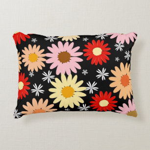 Retro Vintage Buntes Gänseblümchen Blumenmuster Dekokissen
