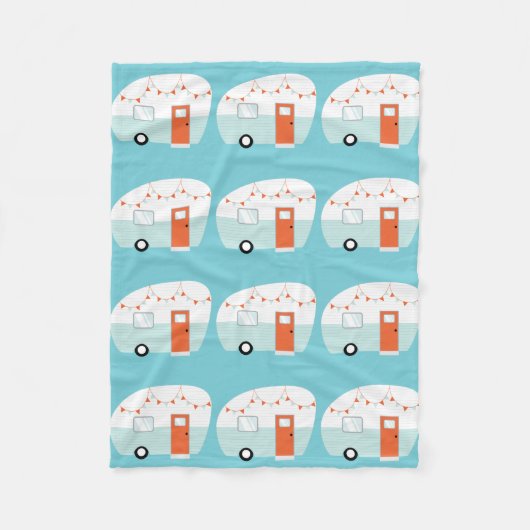 Retro Vintage Camper-Anhänger-Fleece-Decke Fleecedecke (Vorderseite)