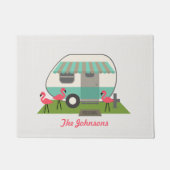 Retro Vintage Camper-Anhänger-personalisierte Fußmatte (Vorderseite)