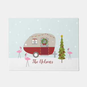 Retro Vintage Camper-Anhänger-Weihnachtsfußmatte Fußmatte