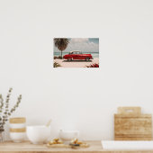 Retro Vintage Car on Beach Art Poster (Küche)