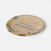 Retro Vintage Car Two Fast Birthday Pappteller (Schrägansicht)