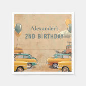 Retro Vintage Car Two Fast Birthday Serviette (Vorderseite)
