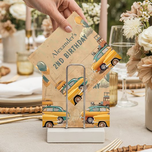 Retro Vintage Car Two Fast Birthday Serviette