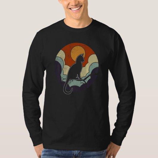 Retro Vintage Cat  Sunset T-Shirt (Vorderseite)