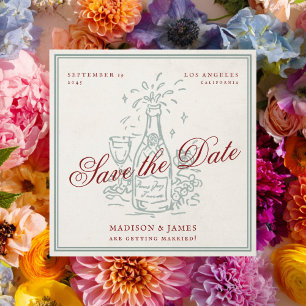 Retro Vintage Champagner Lila Hochzeit Save The Date