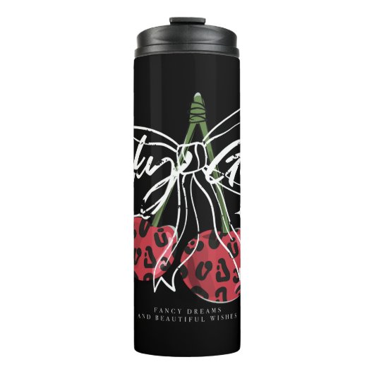 Retro Vintage Cherry Quote Typography  Thermosbecher (Vorderseite)