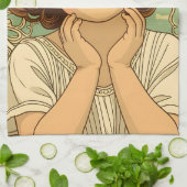 retro Vintage Child With Flowers Geschirrtuch (Gefaltet)