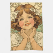 retro Vintage Child With Flowers Geschirrtuch (Vertikal)