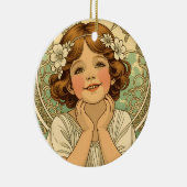 retro Vintage Child With Flowers Keramik Ornament (Rechts)