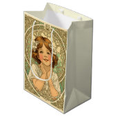 retro Vintage Child With Flowers Mittlere Geschenktüte (Vorderseite Schrägansicht)