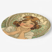 retro Vintage Child With Flowers Pappteller (Schrägansicht)