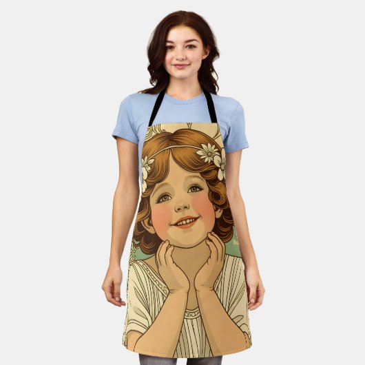 retro Vintage Child With Flowers Schürze (Getragen)