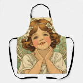 retro Vintage Child With Flowers Schürze (Vorderseite)