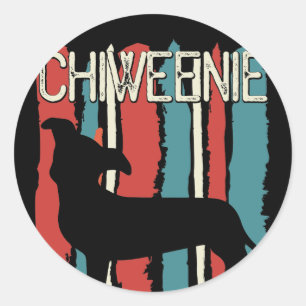 Retro Vintage Chiweenie Hund Runder Aufkleber