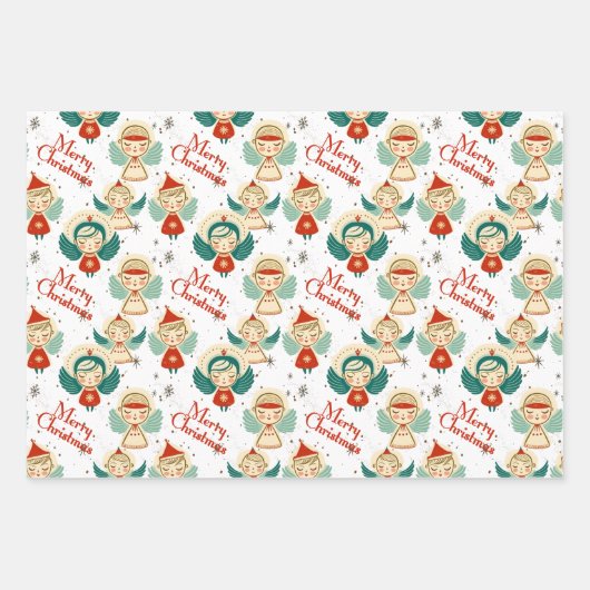 Retro Vintage Christmas Angels Geschenkpapier Set (Vorderseite 2)