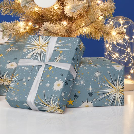 Retro Vintage Christmas: Atomare Sternennacht Geschenkpapier (Feiertage)