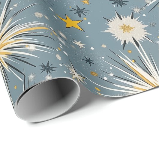 Retro Vintage Christmas: Atomare Sternennacht Geschenkpapier (Rolleneckpunkt)