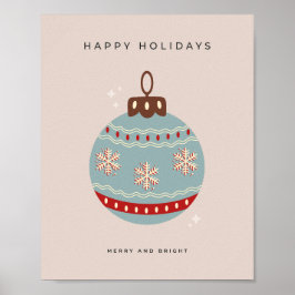 Retro Vintage Christmas Bauble Poster