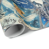 Retro Vintage Christmas: Blue Collage Geschenkpapier (Rolleneckpunkt)