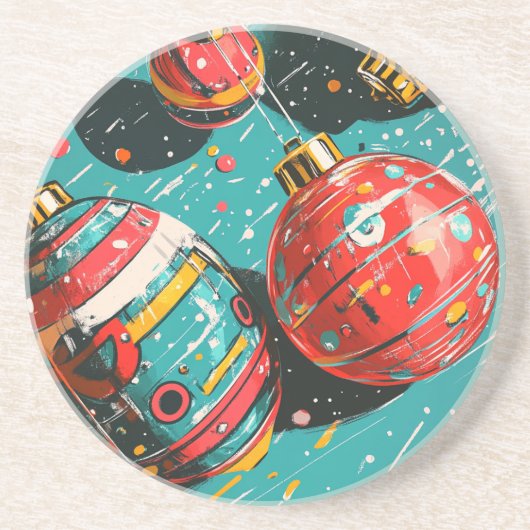 Retro Vintage Christmas Bulbs Getränkeuntersetzer (Vorne)