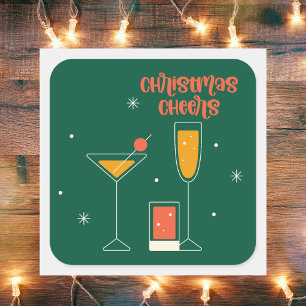Retro Vintage Christmas Cheers Holiday Quadratischer Aufkleber