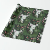 Retro Vintage Christmas Deer Kitsch Wrapping Paper Geschenkpapier (Ungerollt)