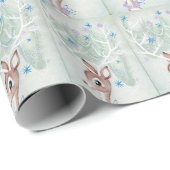 Retro Vintage Christmas Deer White Antlers Stars Geschenkpapier (Rolleneckpunkt)