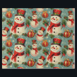 Retro Vintage Christmas: Frostige Schneemänner Geschenkpapier<br><div class="desc">Dieses Vintage Weihnachtsverpackungspapier mit Schneemann zeichnet sich durch ein charmantes und nostalgisches Design aus. Der hellblaue,  sternenförmige Hintergrund Set einen winterlichen Ton,  der an einen klaren Nachthimmel erinnert. Die Schneemänner auf dem Packpapier sind klassisch und skurril dargestellt und tragen rote Schals und Hüte.</div>
