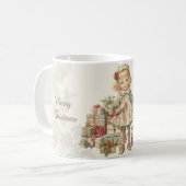Retro Vintage Christmas Girl Geschenke Kaffeetasse (Vorderseite Links)