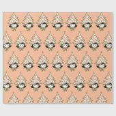 Retro Vintage Christmas Girl mit Baumhut Geschenkpapier (Flach)