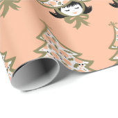 Retro Vintage Christmas Girl mit Baumhut Geschenkpapier (Rolleneckpunkt)