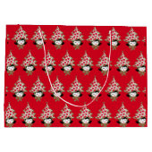 Retro Vintage Christmas Girl mit Baumhut Große Geschenktüte (Rückseite)