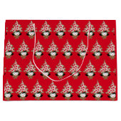 Retro Vintage Christmas Girl mit Baumhut Große Geschenktüte (Vorderseite)