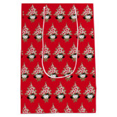 Retro Vintage Christmas Girl mit Baumhut Mittlere Geschenktüte (Rückseite)