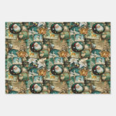 Retro Vintage Christmas: Grüne Collage Geschenkpapier Set (Vorderseite 3)