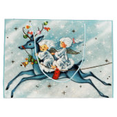 Retro vintage Christmas Holiday Angels Große Geschenktüte (Rückseite)
