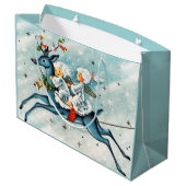 Retro vintage Christmas Holiday Angels Große Geschenktüte (Rückseite Schrägansicht)