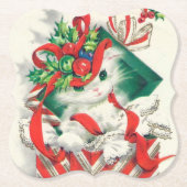 Retro Vintage Christmas Holiday Cat Party Unterset Untersetzer (Vorderseite)