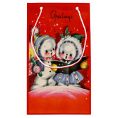 Retro vintage Christmas Holiday snow carolers Kleine Geschenktüte (Rückseite)