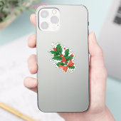 Retro Vintage Christmas Holly and Bow Aufkleber (Telefon)