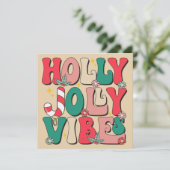 Retro Vintage Christmas Holly Jolly Vibes Party Einladung (Stehend Vorderseite)